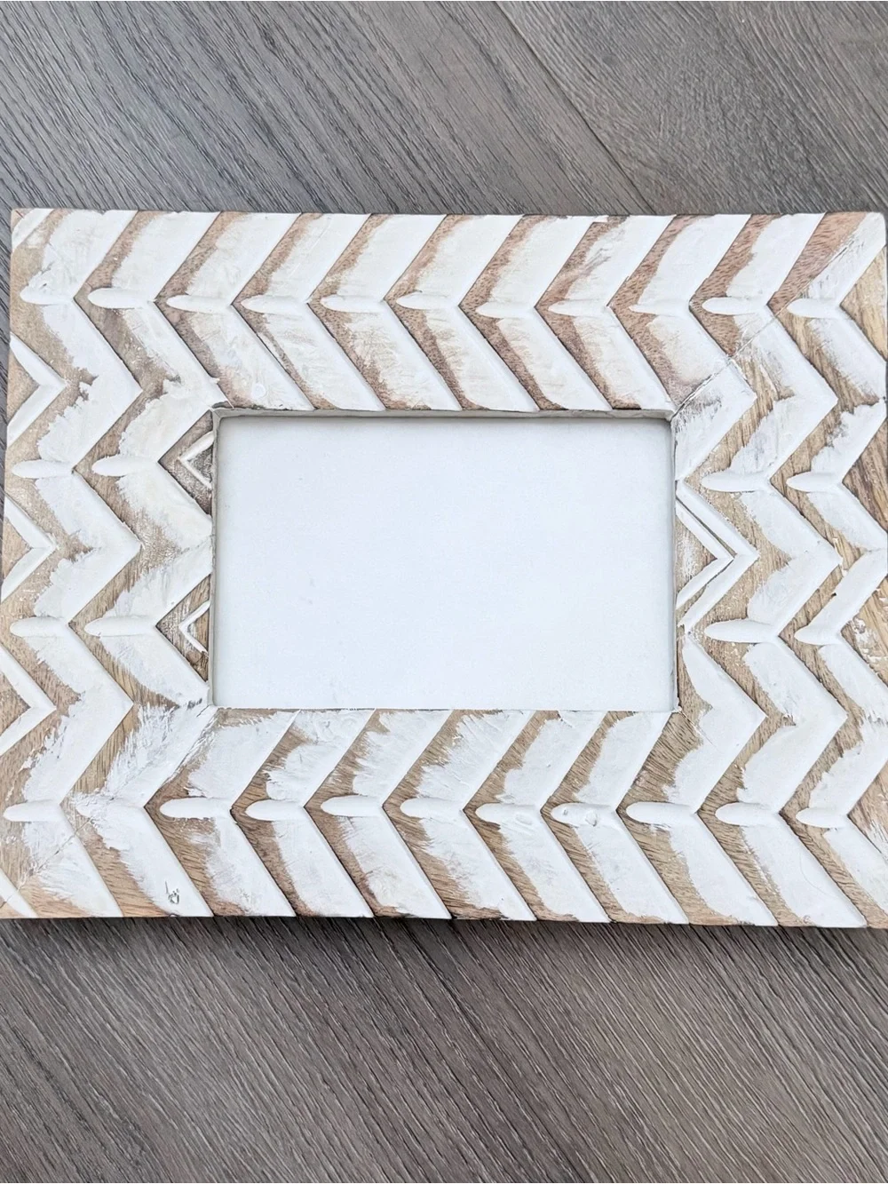 Rustic Chevron White and Natural Wood Picture Frame - 3.5 x 5